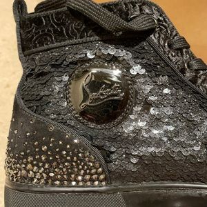 Loubiton high top sequin and stud